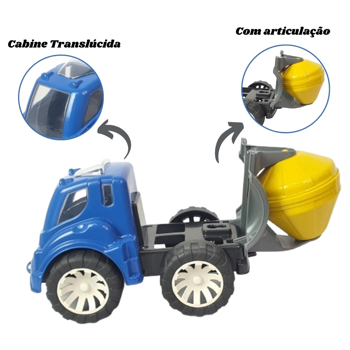 Brinquedo Caminhão Betoneira Azul Com Amarelo - Smiling Kids Brinquedo Caminhão Betoneira Azul Com Amarelo - Smiling Kids